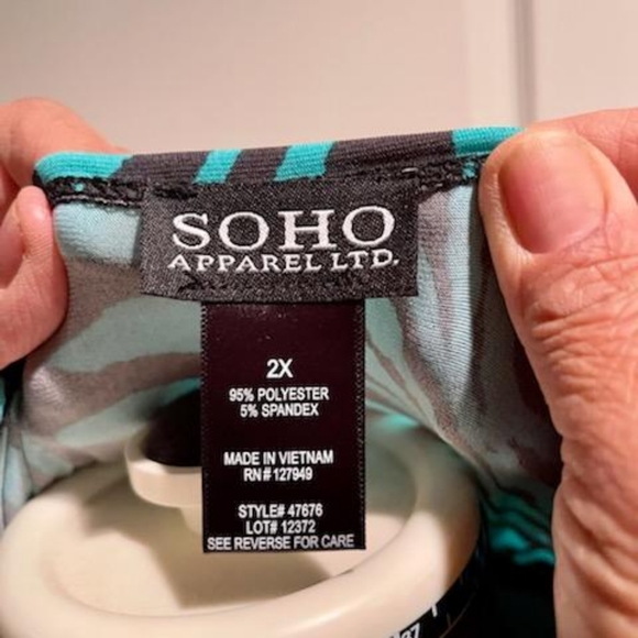 SOHO teal zebra casual dress 2X - Picture 3 of 4